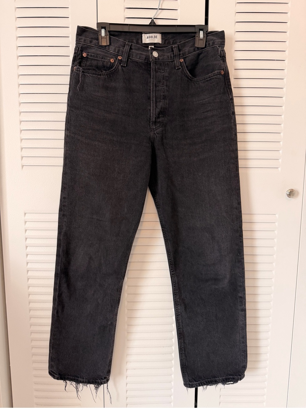 AGOLDE 90'S CROP MID RISE STRAIGHT (WEIGHTLESS) IN TAR - Picture 3 of 7